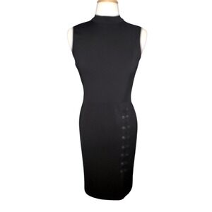 Beige by ECI Sheath Dress Mock Neck Sleeveless Lace Up Detail Black Size Small